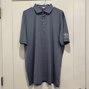 Donald Ross Sport Mens XL Blue Striped PGA Wisconsin Golf Polo Shirt